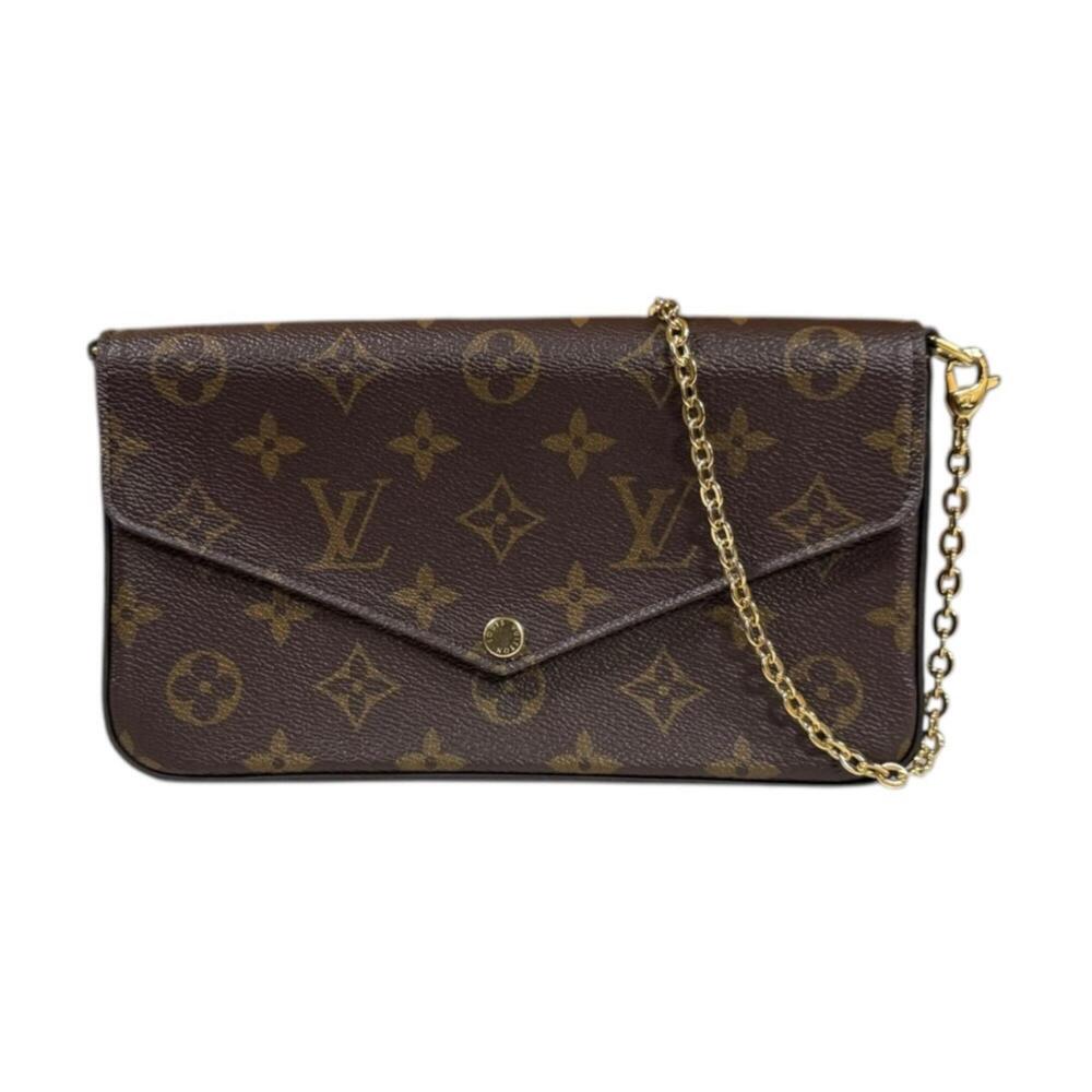 LOUIS VUITTON Authentic Brown Monogram Canvas Pochette Shoulder Bag